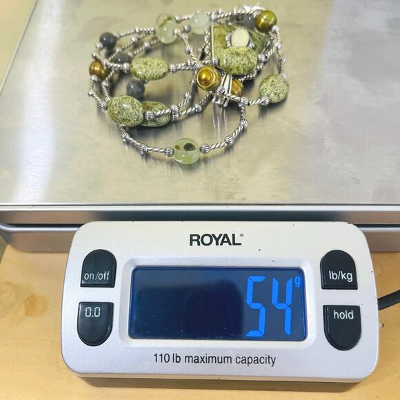 CAROLYN POLLACK Sterling Green Jaspar Pendant Necklace Bead Enhancer Silver - Picture 11 of 13